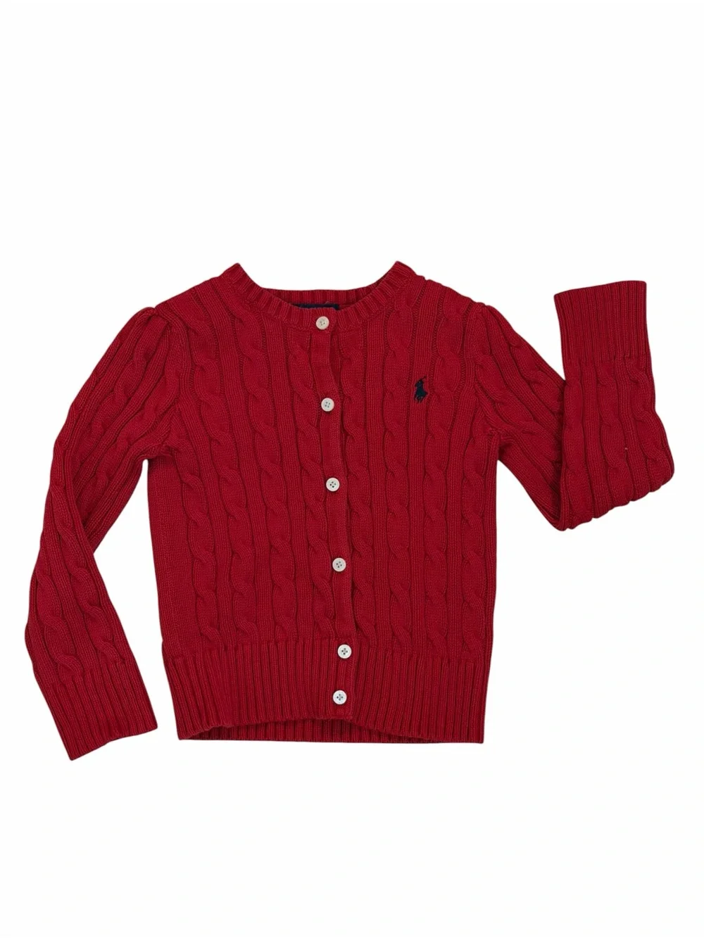 Polo Ralph Lauren Little Girl Cardigan Red Cable-Knit